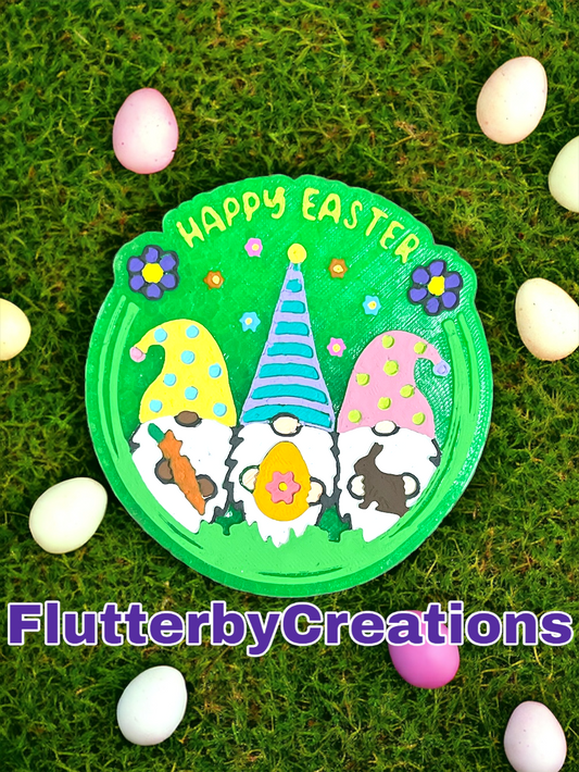 a paper plate with a happy easter scene on it