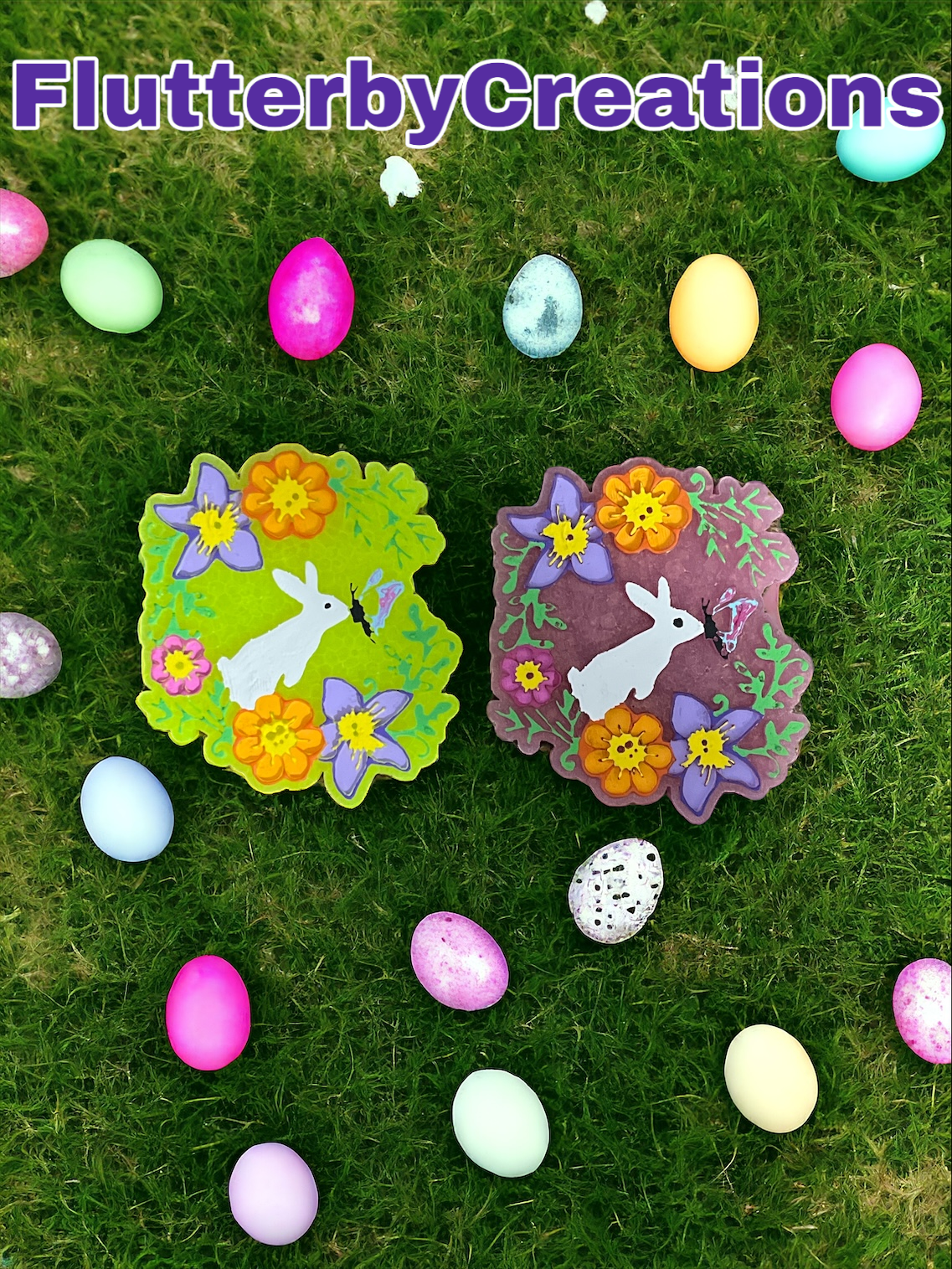 a picture of some easter eggs on the grass