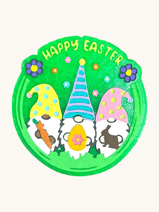 a paper plate with a happy easter scene on it