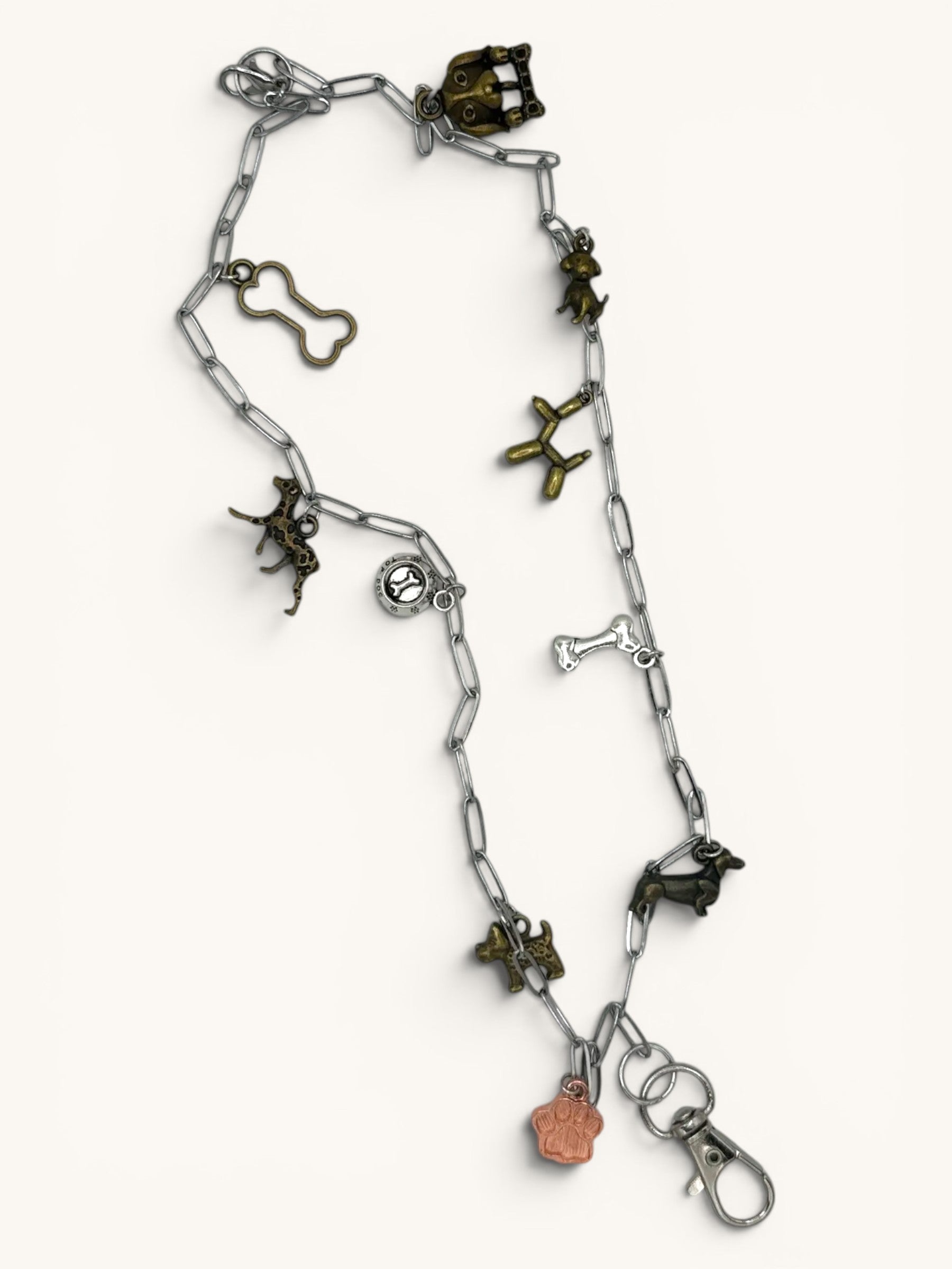 Flutterby Creations Freshie Hangers with dog and bone charms, clasp, and paw print accent.