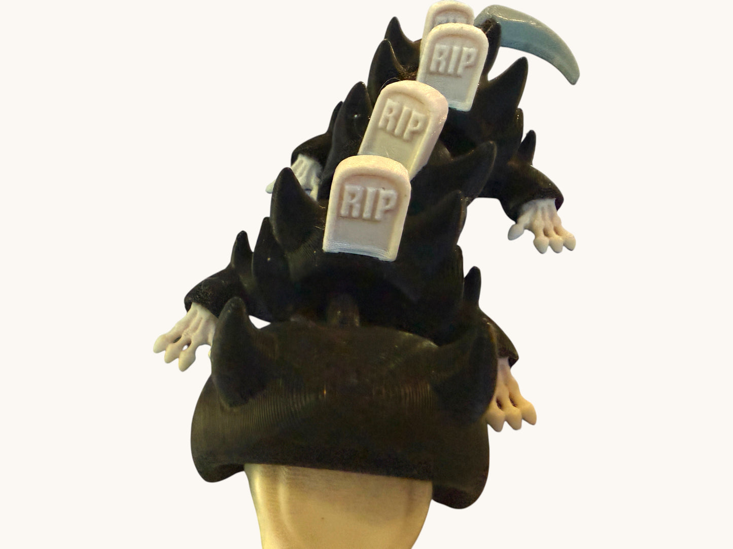 Flutterby Creations Mini Reaper Dragon figurine with RIP headstones on its back and a scythe tail.